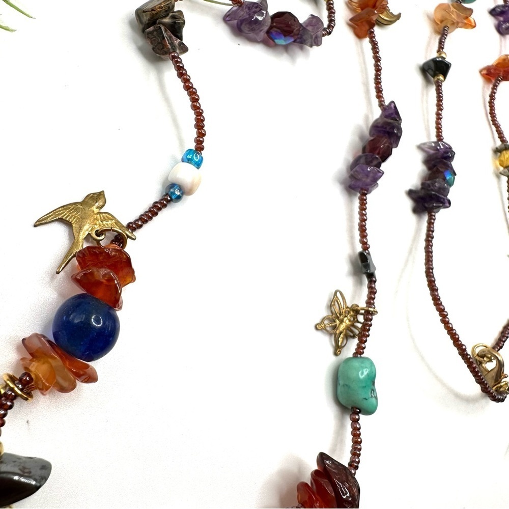 NEW⚜️Gemstone & Charm Vintage Beaded Necklace - Picture 5 of 9